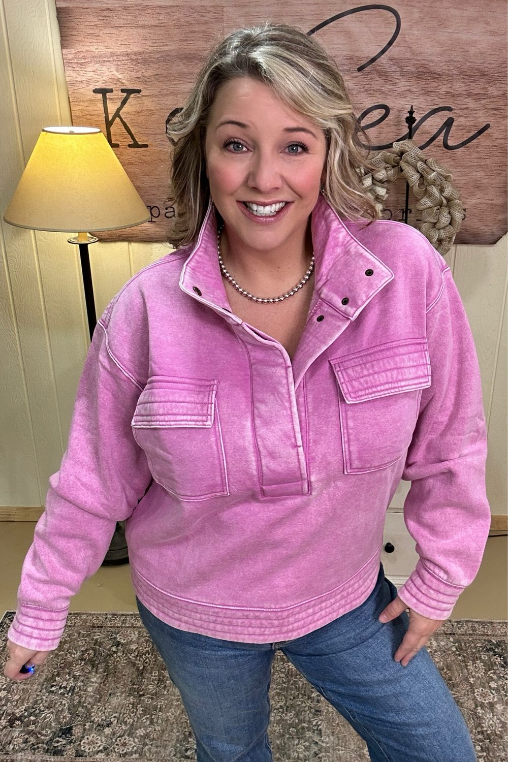 Washed Mauve 1/2 Snap Pullover