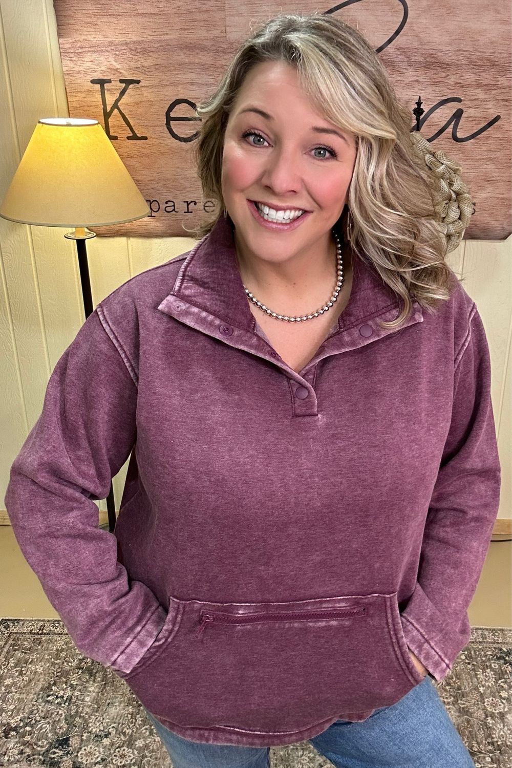 Eggplant 1/4 Snap Pullover