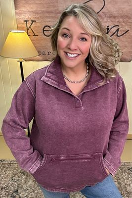 Eggplant 1/4 Snap Pullover