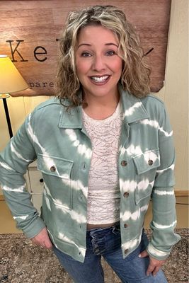 Sage Bleach Dye Soft Shacket