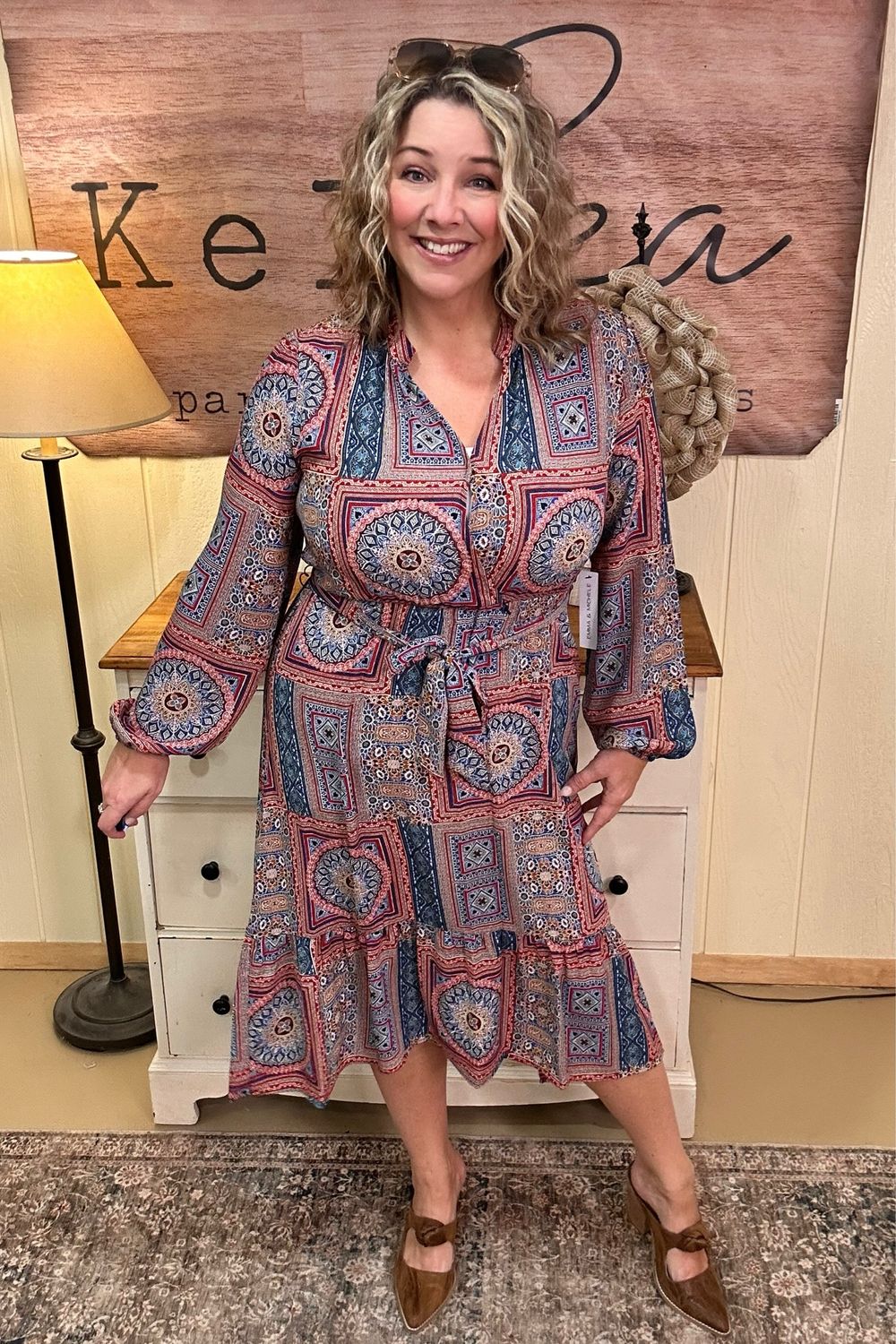 Mosaic Patchwork Midi Dress