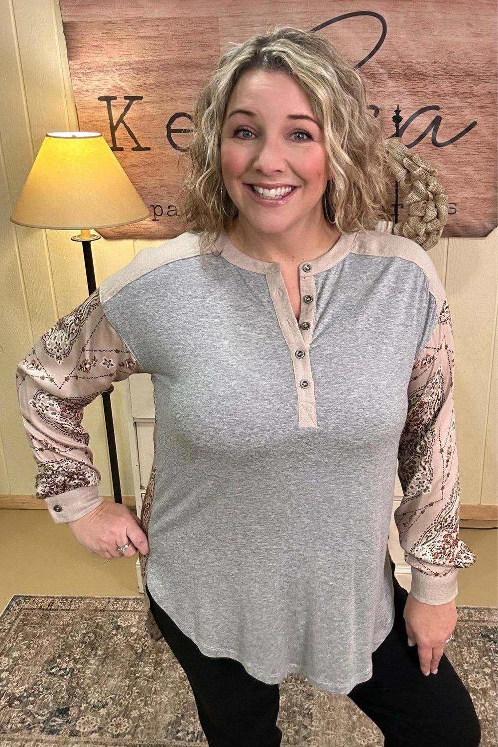 Taupe Mixed Media Henley