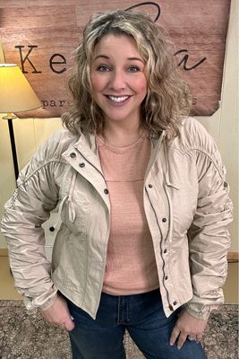 Blush Taupe Cinched Sleeve Windbreaker