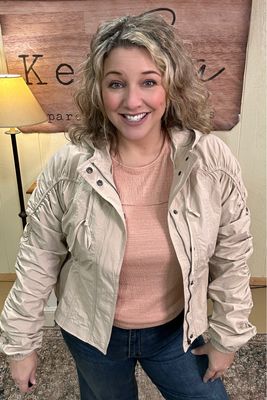 Blush Taupe Cinched Sleeve Windbreaker