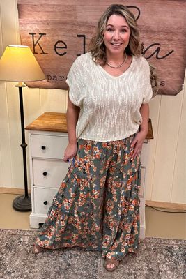 Floral Tiered Wide Leg Pants