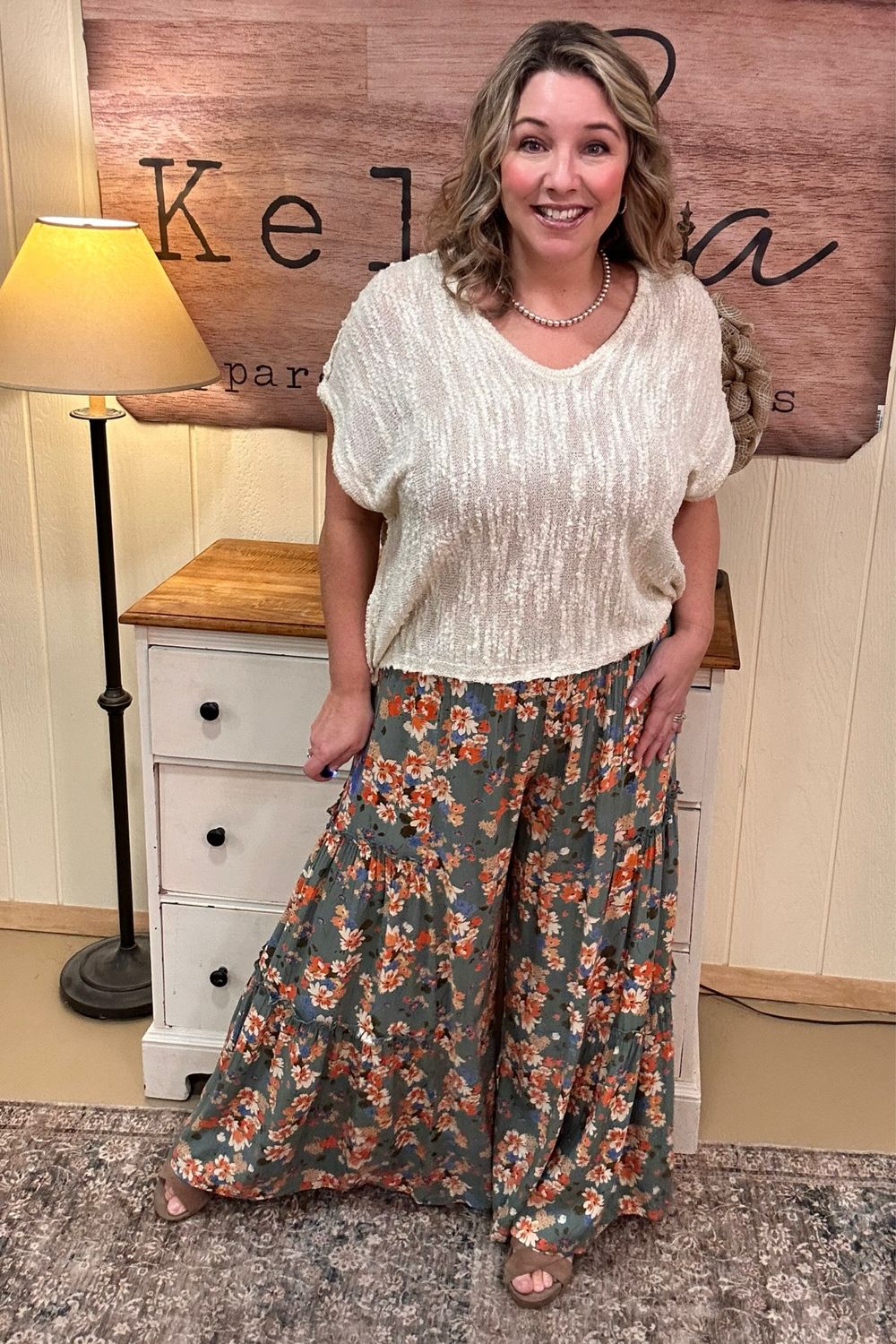 Floral Tiered Wide Leg Pants