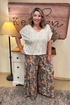 Ivory Shimmer Short Sleeve Sweater