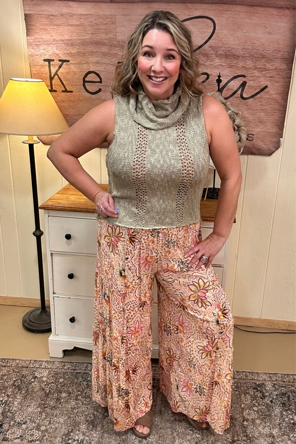 Sleeveless Light Knit Cowl Sweater