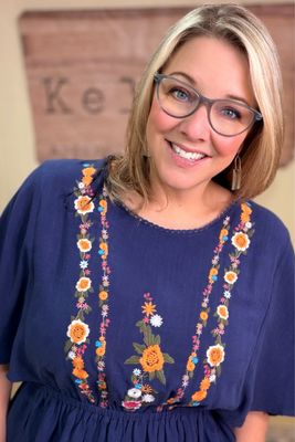 Navy Daisy Chain Peplum Blouse