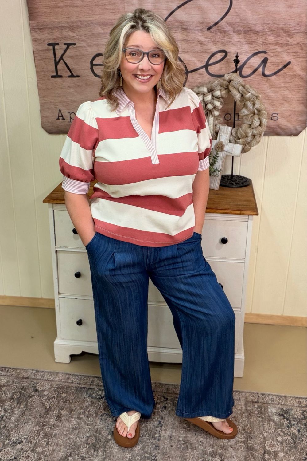 Dark Wash Tencel Wide Leg Pants