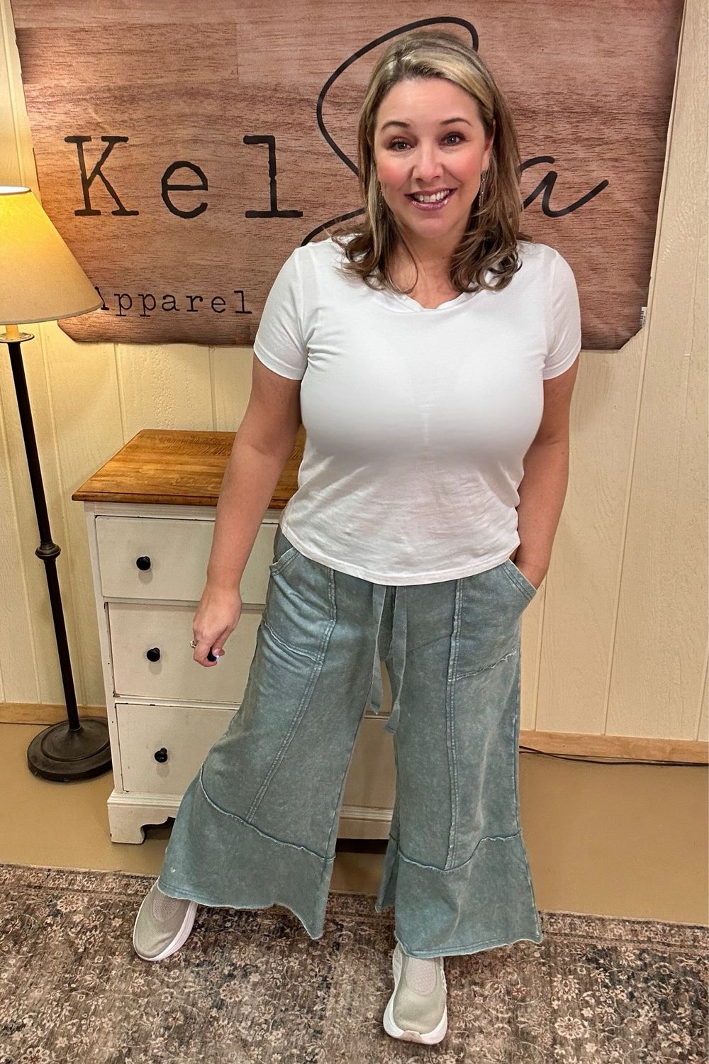 Ash Teal Flare Hem Sweatpants