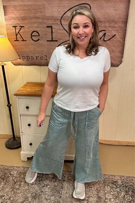 Ash Teal Flare Hem Sweatpants