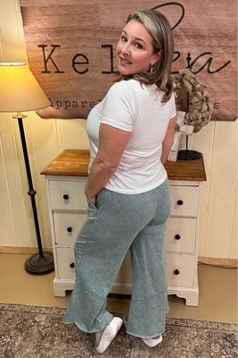 Ash Teal Flare Hem Sweatpants