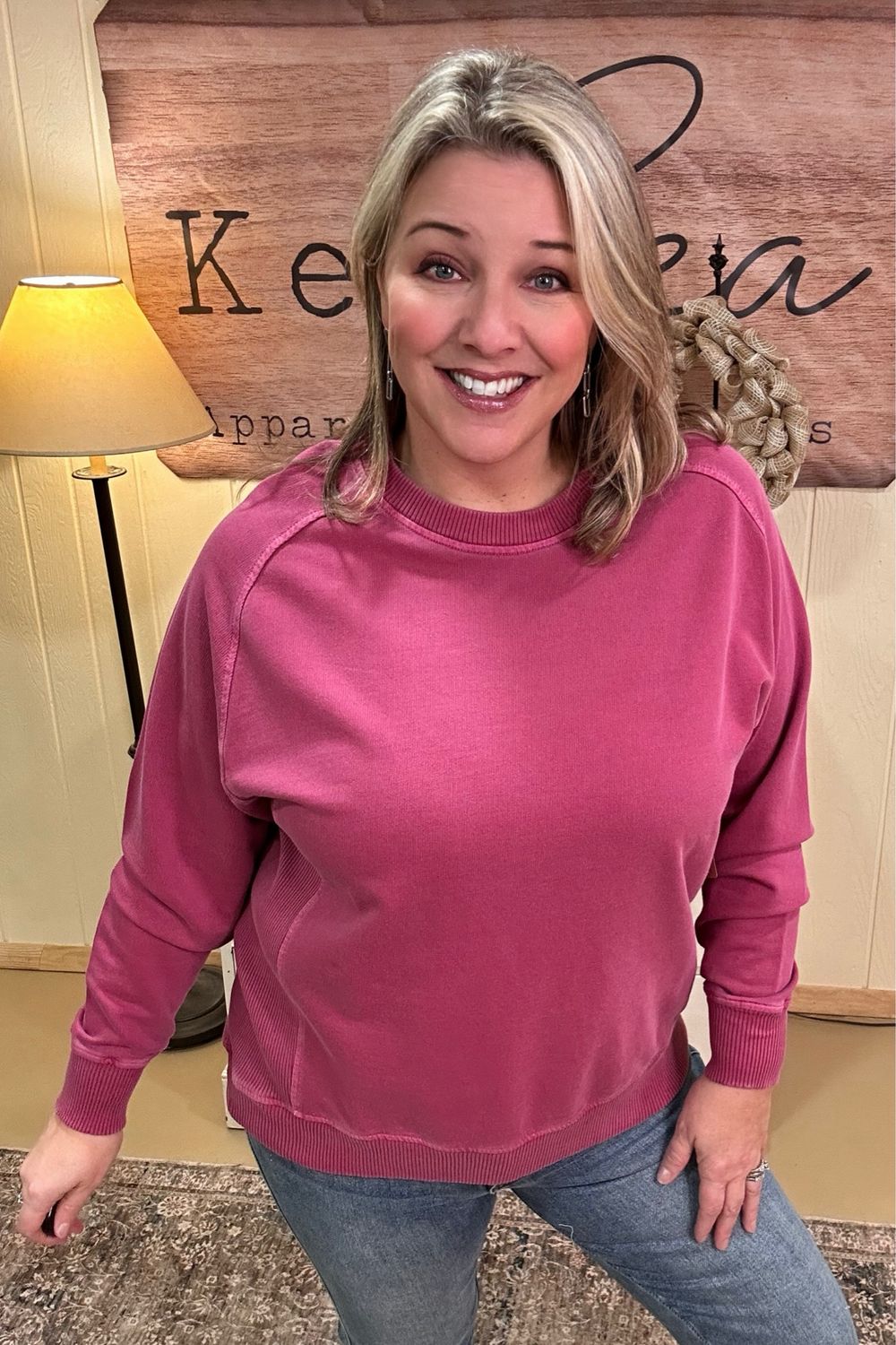 Wine Pigment Dyed Lightweight Sweatshirt