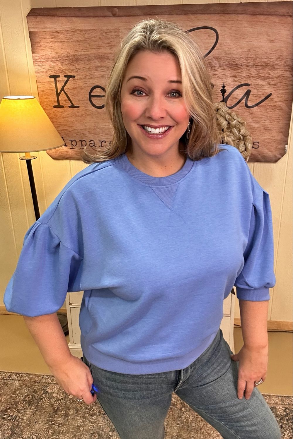 Cornflower Scuba Short Sleeve Pullover