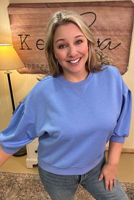 Cornflower Scuba Short Sleeve Pullover