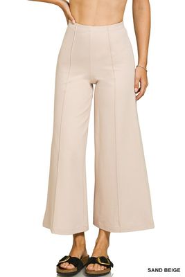 Sand Beige Pintuck Ponte Pants
