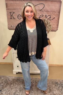 Cable Knit Short Sleeve Cardigan