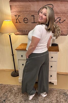 Pigment Dyed Wide Leg Sweatpants