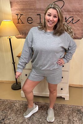 Heather Grey Slub Short Set