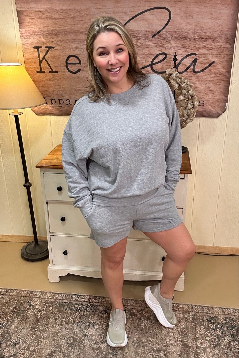 Heather Grey Slub Short Set