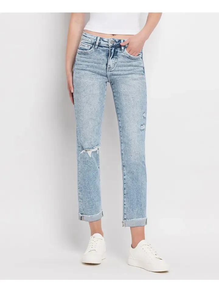 Lovervet 1302 Crop Slim Straight Cuffed Jeans