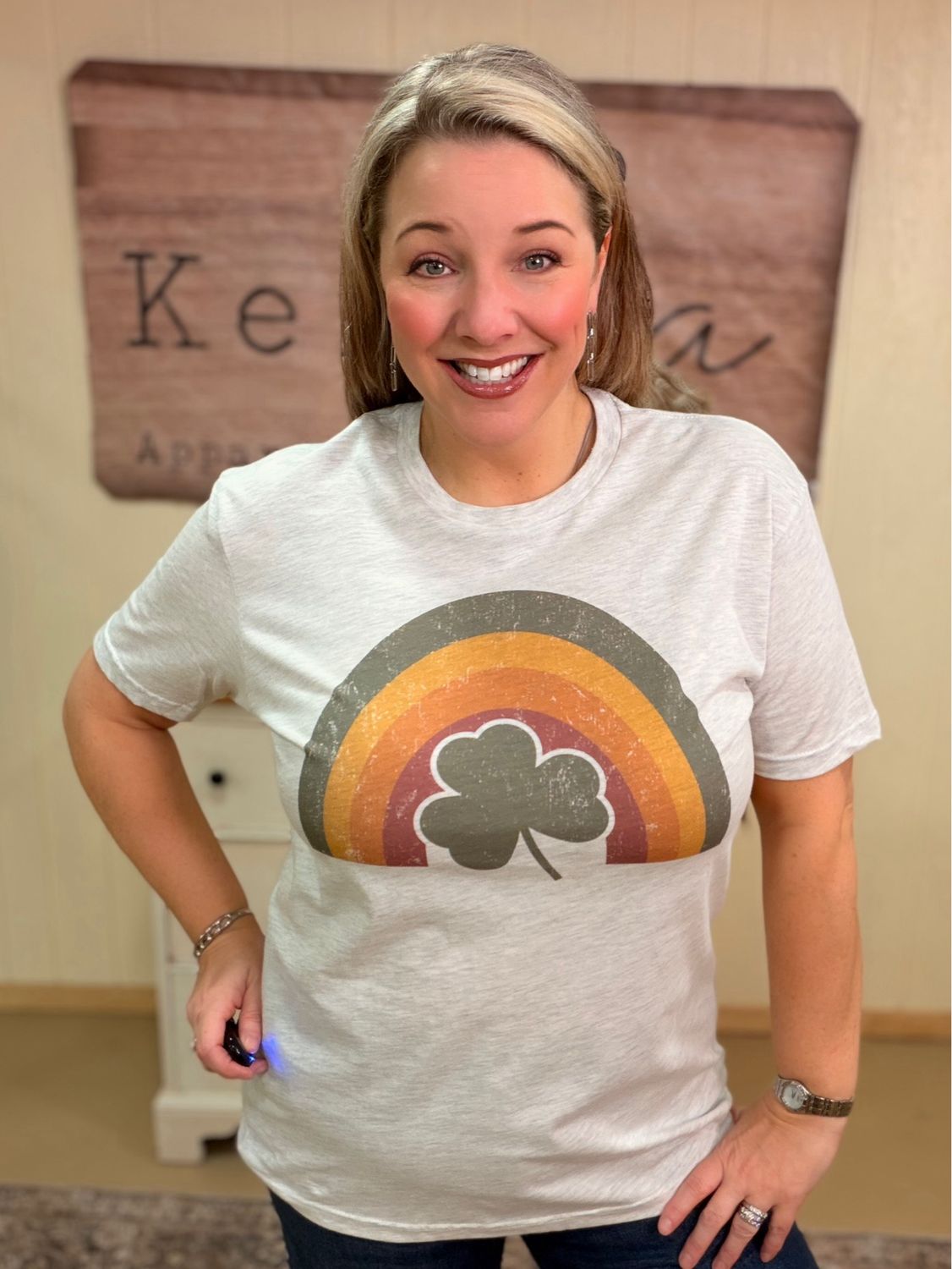 Heather Grey Vintage Rainbow Tee