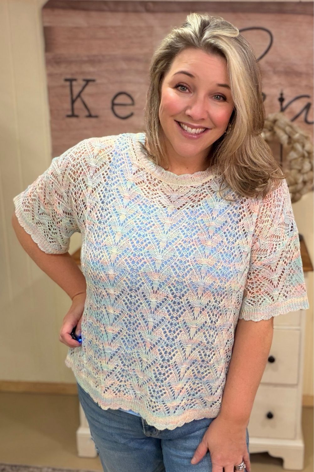 Pastel Airy Open Knit Spring Sweater