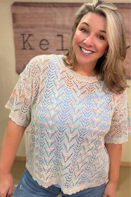 Pastel Airy Open Knit Spring Sweater