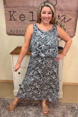 Charcoal Tropical Pop-over Maxi