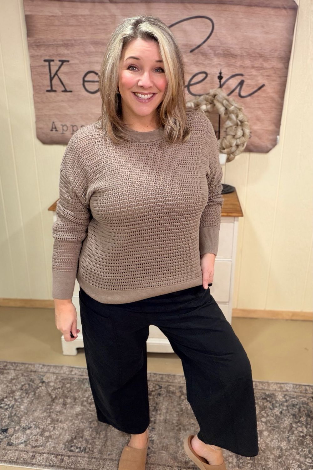 Fishnet Knit Breezy Pullover Sweater