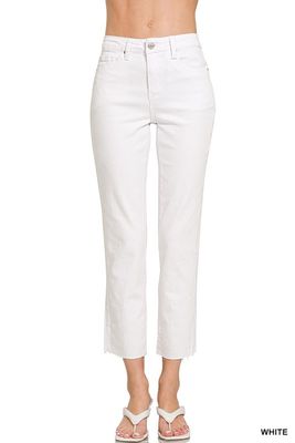 White Cropped Straight Fit Jeans