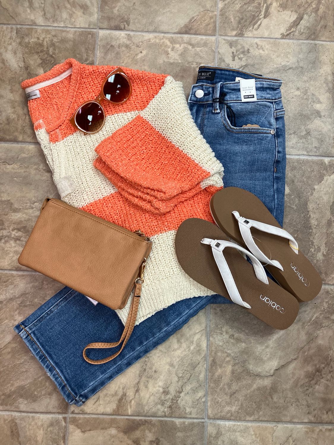 Split Neck Stripe Sweater