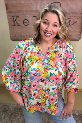 Pink Floral Airflow Blouse