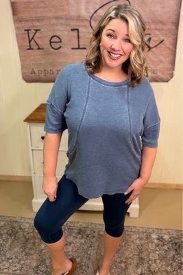 Mono B Navy Waffle Tee &amp; Legging Set