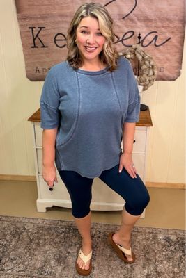 Mono B Navy Waffle Tee &amp; Legging Set