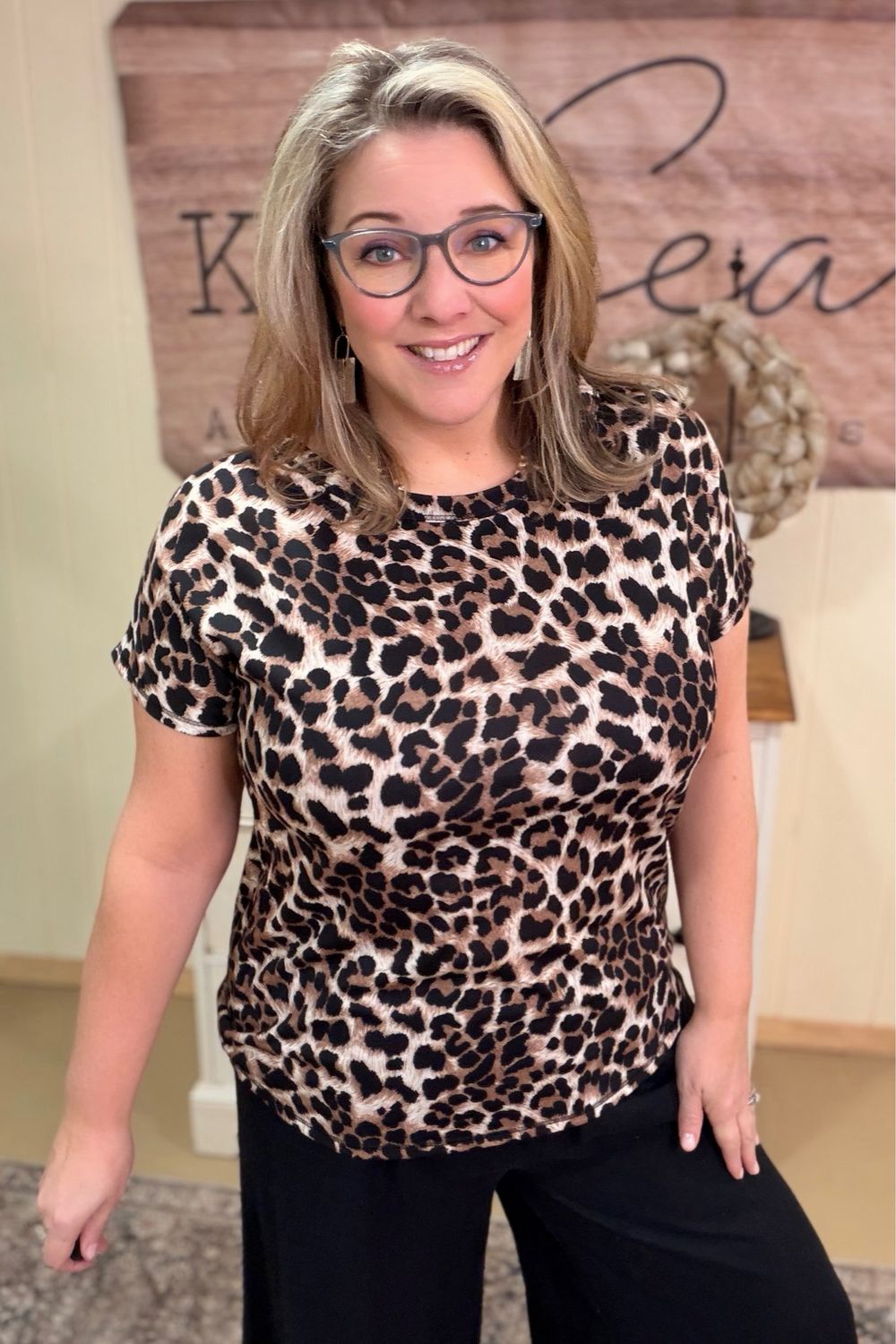 Black Leopard Print Tee