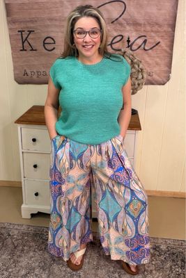 Blue Mix Paisley Skirt Pants Blue Mix Paisley Skirt Pants
