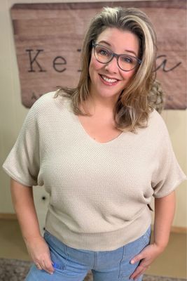 Sand Beige Short Sleeve Sweater