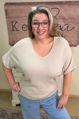 Sand Beige Short Sleeve Sweater