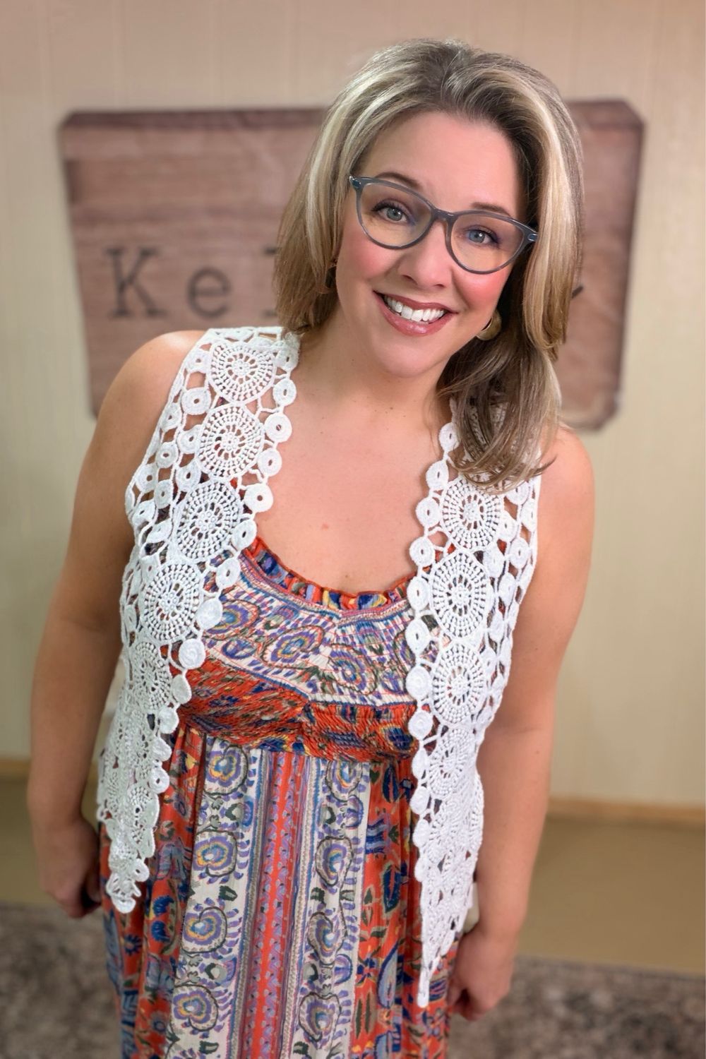 One Size White Lace Crochet Vest