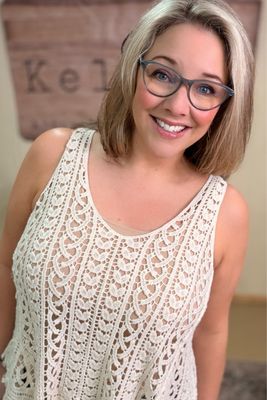 One Size Ivory Crochet Fringe Tank
