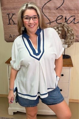 Off-White Coastal Linen Blend Top