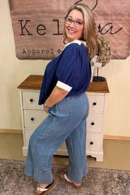 Stone Washed Wide Leg Pants