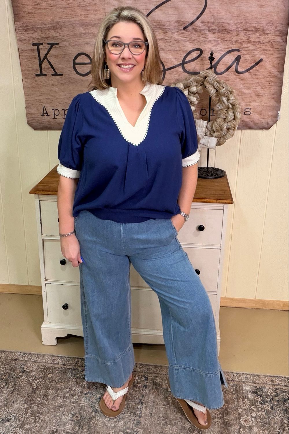 Stone Washed Wide Leg Pants