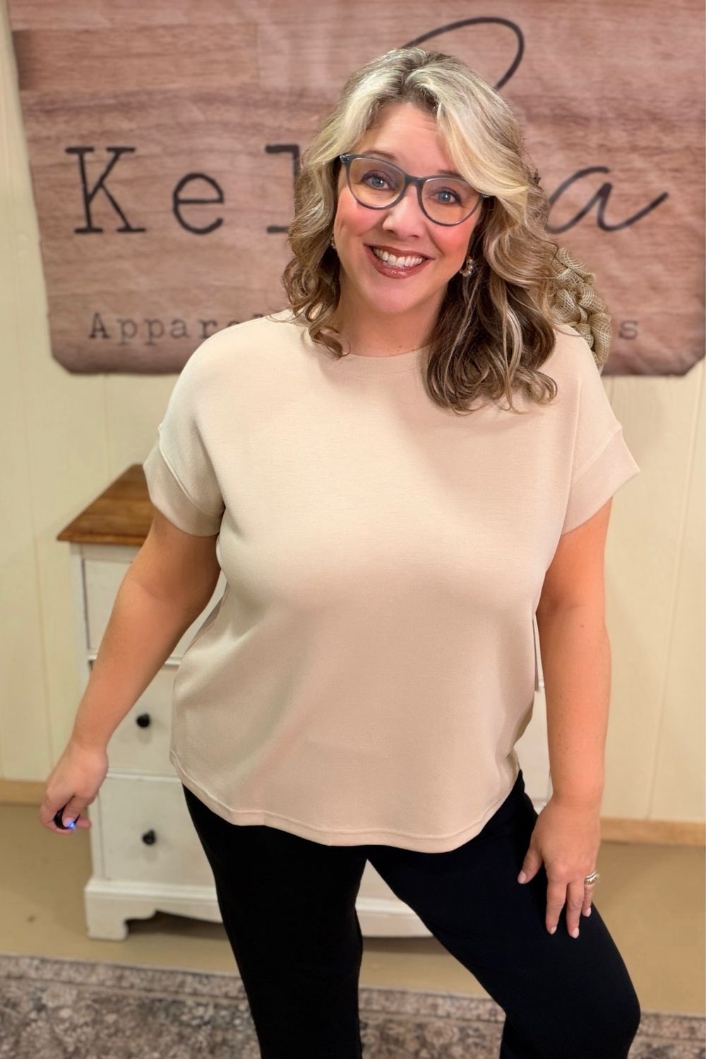 Beige Scuba Oversized Tee