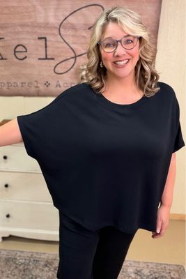 Black Scuba Oversized Dolman Tee