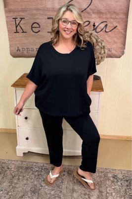 Black Scuba Ankle Lounge Pant