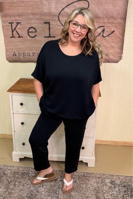 Black Scuba Ankle Lounge Pant