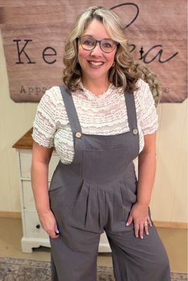 Cream Sheer Flower Lace Ruffled Top